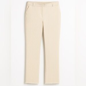 Chico’s 3R (16 Regular) Tan & White Pinstripe Straight Leg Ankle Pants/ Stretch